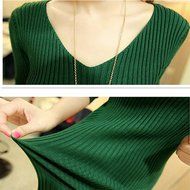 Spritech(TM) Fashion Sex Women Slim V Neck Backless Knit Long Sleeve Pullover Base Sweater Green