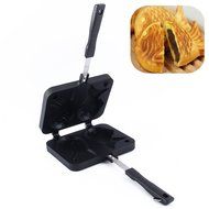 1Pcs Aluminum Taiyaki Fish Shaped Cake Maker Waffle Pan Mold 2 Cast for Gas Stove New N4