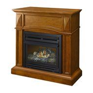 Pleasant Hearth VFF-PH20D Heritage Compact Vent-Free Dual Fuel Gas Fireplace with Wall Corner Combo N2