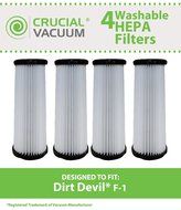 4 Dirt Devil F1 HEPA Filters; Long-Life WASHABLE, REUSABLE and HEPA Filtration, Compare With Dirt Devil Part #... N2