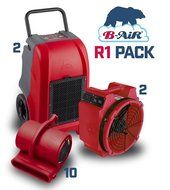 R1-Pack 2x Compact and Rugged Vantage 1500 Dehimudifiers 10x 2530 CFM 2.9 Amps Vent Air Movers 2x Axial Fans N2