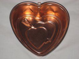 Coppertone Aluminum Heart &amp; Arrow Jell-O Mold Cake Baking Pan N2