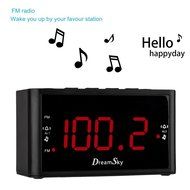 DreamSky Large Display Dual Alarm Clock With AM/FM Radio ,Battery Backup ,Sleep Timer And Snooze , 2 Dimmer Optional N2
