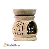Artist Haat Handmade Elephant Design Carved Soapstone Aroma Diffuser (Beige, 10x7.62x7.62 cm Approx.)