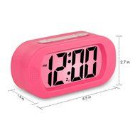 Plumeet Easy Setting Silicone Protective Cover Digital Silent LCD Large Screen Desk Bedside Alarm Clock With Snooze... N3