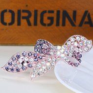 KAKA(TM) Women Girl Korean Stylish Rhinestone Four Petals Flower Pattern Rhinestone Hair Spring Clip Hairpin Sweet...