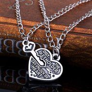 2pcs Heart Key Pendant Necklace Best Friends Lovers Couple Jewelry Eye-Catching N2