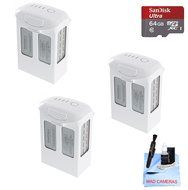 DJI Phantom 4 Battery Power Kit - Includes 3 Intellegent In Flight Batteries + 1 64GB SD Memory Card