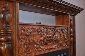 New Fireplace: Solid Wood Carved Mantel &amp; Electric Insert, Remote Control. N5