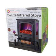 Indoor Electric Stove Heater With Infrared Technology-Beautiful Black Finish With LED Simulated Flames Three Sided... N2