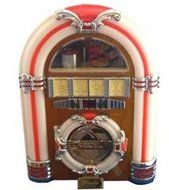 Steepletone Retro Classic Rock Mini - USB MP3 CD LED Mini Jukebox (Light Honey) N2