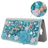 Spritech(TM) Bling Cellphone Case For LG G5,PU Leather Wallet Slim Fold Cover 3D Handmade Shining Rhinestone Blue...