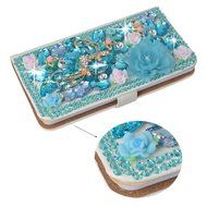 Spritech(TM) Bling Cellphone Case For LG G5,PU Leather Wallet Slim Fold Cover 3D Handmade Shining Rhinestone Blue... N2