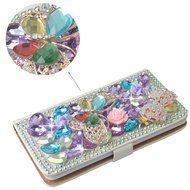 Spritech(TM) Bling Cellphone Case For LG G5,PU Leather Wallet Slim Fold Cover 3D Handmade Shining Rhinestone Blue... N4