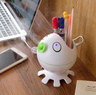 RipaFire&reg; Octopus Shape Mini Portable USB Multifunctional Muted Air Humidifier Purple Light Disinfection Pen Container... N5