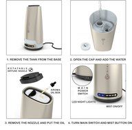 GENIANI Premium Ultrasonic Humidifier 2L with 3 Levels of Cool Mist, LED Night Light, Aroma Oil Mix, NO FILTER