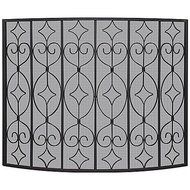 Single Panel Curved Ornate Fireplace Screen in Black