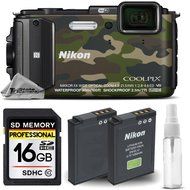 Nikon COOLPIX AW130 16MP Waterproof Digital Built-In Wi-Fi, NFC, GPS Camera (Camouflage) + 16GB Class 10 Memory...