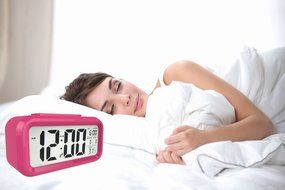 Shouldbuy Pink Snooze Digital LCD Alarm Clock Light Control Backlight Time Calendar Thermometer N2