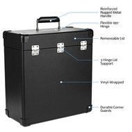 Electrohome Portable Vinyl Record Heavy Duty Carrying Case for 30+ Albums with Removable Lid (RT05) N3
