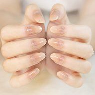 EVTECH(TM) 24 Pcs Nail Decals French Artificial Full Cover False Nails Round Head Nail Art Tips Fashion Style...