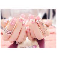 EVTECH(TM) 24 Pcs Nail Decals French Artificial Full Cover False Nails Round Head Nail Art Tips Fashion Style... N5
