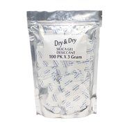 3 Gram Pack of 250 "Dry&amp;Dry" High Quality Silica Gel Packets Desiccant Dehumidifiers