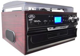 Pyle PTTCDS7U Classic Vintage Turntable with AM/FM Radio/Cassette/CD, USB/SD and Aux Input for iPod and MP3 Players... N3