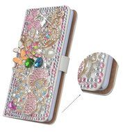 Spritech(TM) Bling Cellphone Case For LG G5,PU Leather Wallet Slim Fold Cover 3D Handmade Shining Rhinestone Blue... N5