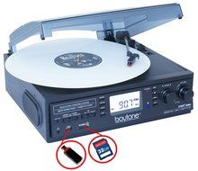 Boytone BT-19DJB-C 3-speed Turntable, 2 Built in Speakers Large Digital Display AM/FM, Cassette, USB/SD/AUX/MP3... N4
