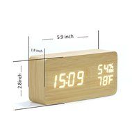 COOWOO Digital Wood Clock Sound Activated LED Alarm Clock Multi-function Display with Temperature and Humidity... N2