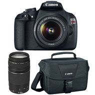 Canon EOS Rebel T5 Digital SLR Camera &amp; 18-55mm IS II &amp; 75-300mm III Lens &amp; Case + 64GB Card + Flash + Battery...