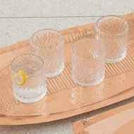 Global Views 6.60311 Set of 4 Herringbone Old Fashion Glasses, Clear N2