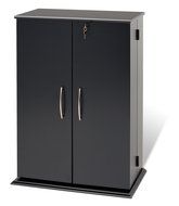 Cherry &amp; Black Locking Media Storage Cabinet N6