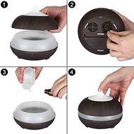 KINDLETHEFIRE 150ml Black Wood Grain Aroma Essential Oil Diffuser, Ultrasonic Mist Humidifier for Household