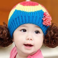 KAKA(TM) Babys Girls Boys Lovely Hat Winter Warm Knit With Cute Wig Beanie Cap