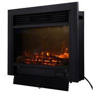 Goplus&reg; 28.5" Fireplace Electric Embedded Insert Heater Glass View Log Flame Remote Home N5