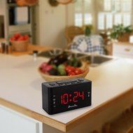 DreamSky Large Display Dual Alarm Clock With AM/FM Radio ,Battery Backup ,Sleep Timer And Snooze , 2 Dimmer Optional N4