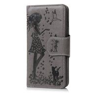 Badalink iPhone 7 Wallet Case (4.7") 9 Card Slots Plastic Mirror Flip Stand Case Embossed Flower Girl PU Leather... N2