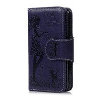 Badalink iPhone 7 Wallet Case (4.7") 9 Card Slots Plastic Mirror Flip Stand Case Embossed Flower Girl PU Leather... N4