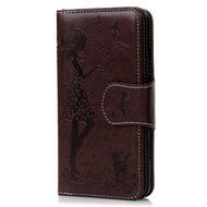 Badalink iPhone 7 Wallet Case (4.7") 9 Card Slots Plastic Mirror Flip Stand Case Embossed Flower Girl PU Leather... N5