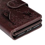 Badalink iPhone 7 Wallet Case (4.7") 9 Card Slots Plastic Mirror Flip Stand Case Embossed Flower Girl PU Leather... N6