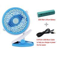 Glowseen USB Clip on Outdoor Fan Rechargeable Battery Desk Fan with 6.5 ft/2M Micro USB Cable (Black) N2