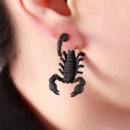 Fashion scorpion earring Cute Colours Jewelry Piercing Ear Stud Earrings (black)