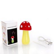 200ml Portable Mini Whisper-Quiet Air Mist Cool Humidifier Mushroom Lamp with Color LED Lights