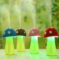 200ml Portable Mini Whisper-Quiet Air Mist Cool Humidifier Mushroom Lamp with Color LED Lights N2