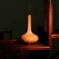 Qedertek Wood Grain 160ml Vase Version Ultrasonic Essential Aromatherapy Oil Diffuser Humidifier with Adjustable... N2