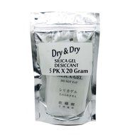 30gm Pack of 20 "Dry&amp;Dry" Silica Gel Packets Desiccant Dehumidifier