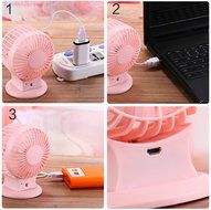 ONEONEY Portable Rechargeable Electric Personal Fans USB Powered 2-modes Speed Adjustable Double Blades Mini Desktop... N4