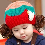 KAKA(TM) Babys Girls Boys Lovely Hat Winter Warm Knit With Cute Wig Beanie Cap N2